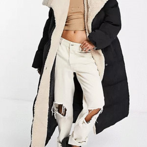 1K ASOS DESIGN Borg Collared Belted Maxi Jacket