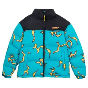 Flame Fire Golf Wang Blue Puffer Jacket