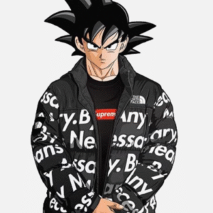 Goku Drip Puffer Printed Black Jacket
