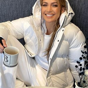 Jennifer Lopez White Puffer Jacket
