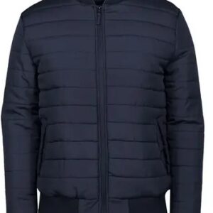 Horizontal Design Puffer Black Jacket