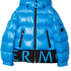 Pervin Logo-Trim Padded Blue Jacket
