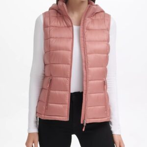 Women’s Packable Hooded Rose Puffer Vest
