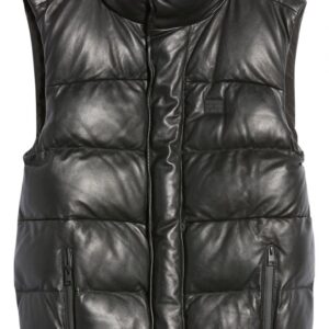 Plaque Leather Puffer Vest