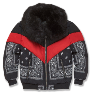 Paisley Bandana Print Puffer Bomber Jacket