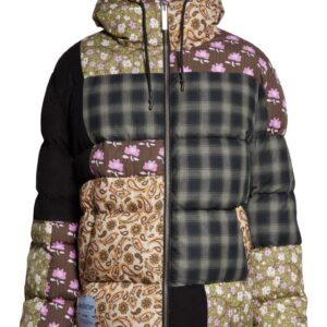 Patchwork Hooded Puffer Jacket