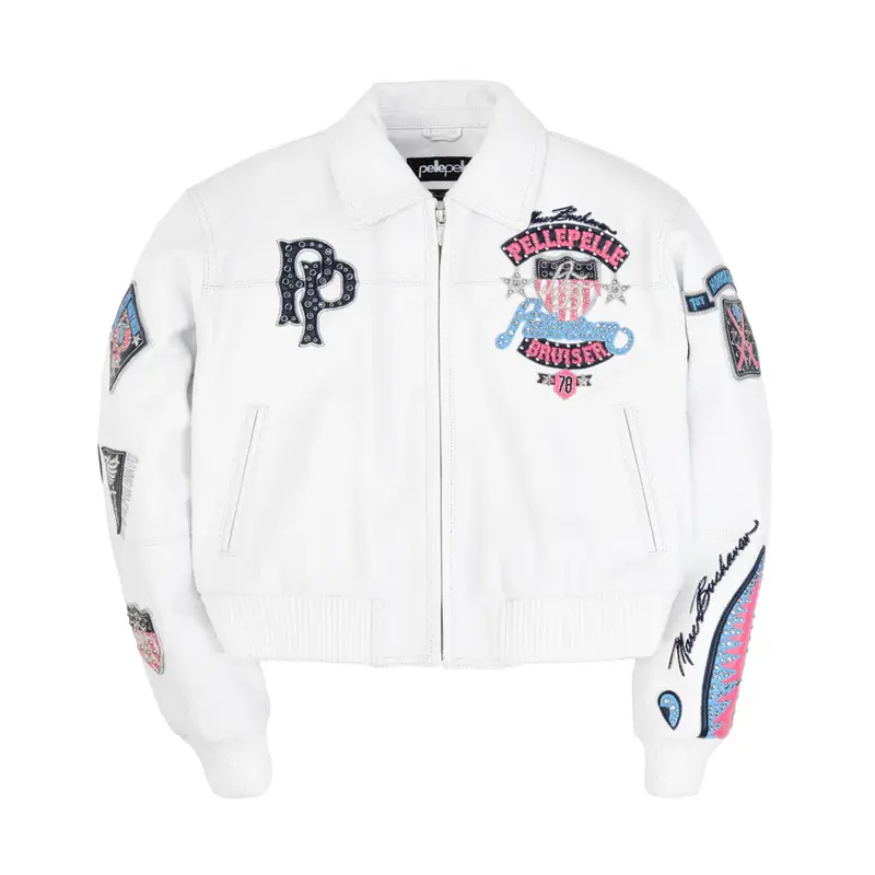 pelle pelle american bruiser plush womens crop jacket – white